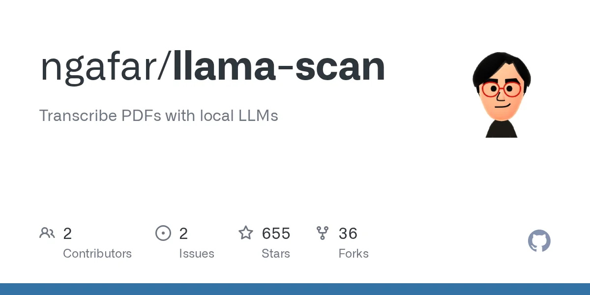 Llama-Scan: Convert PDFs to Text W Local LLMs
