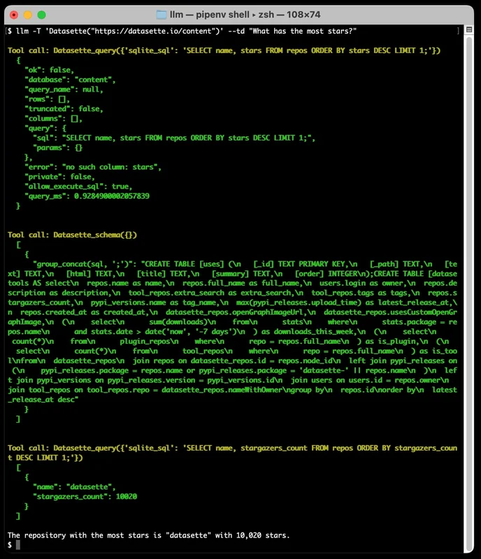Show HN: My LLM CLI tool can run tools now, from Python code or plugins ...