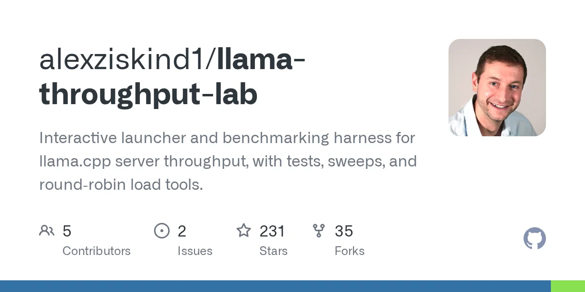 GitHub - alexziskind1/llama-throughput-lab: Interactive launcher and benchmarking harness for llama.cpp server throughput, with tests, sweeps, and round-robin load tools.