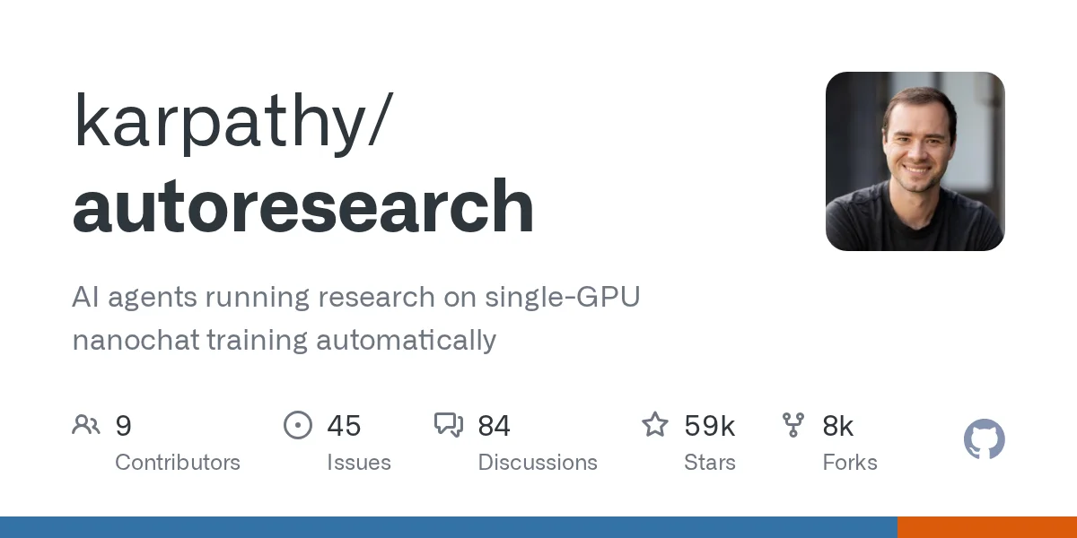 GitHub - karpathy/autoresearch: AI agents automatically conducting research on single-GPU nanochat training
